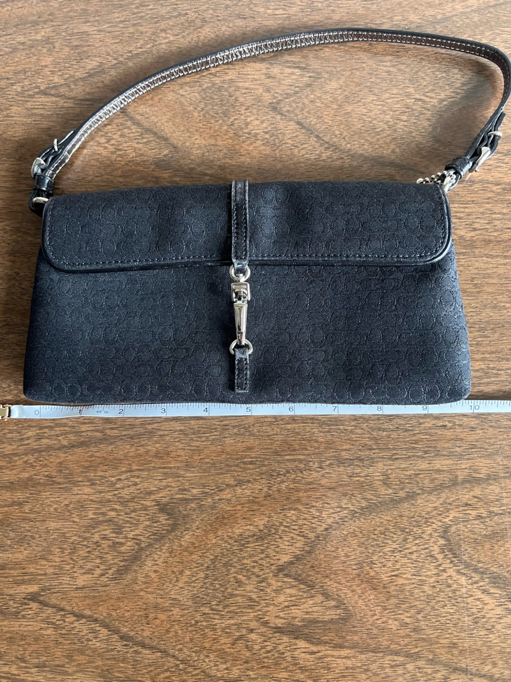 Vintage Coach Hamptons Shimmer Shoulder Flap Bag Black Pink Lining F3J-6380 Y2K - Picture 15 of 16